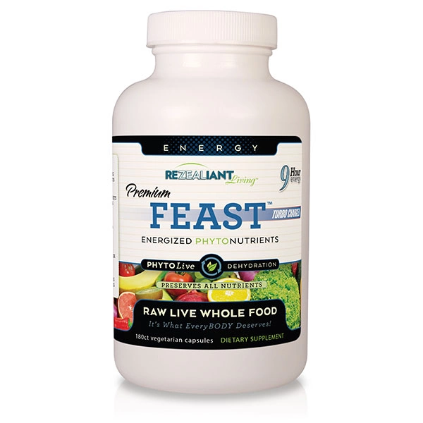 Premium Feast Turbo Charged 180-count vegetarian capsule bottle